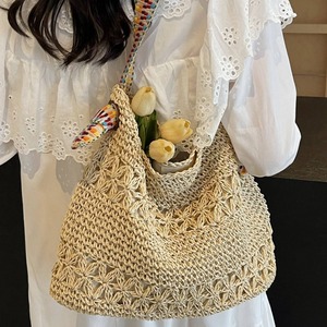 Autumn New Versatile Fashion Style Women's Lazy Straw <b>Bag</b> Commuter Shoulder Tote Crochet <b>Woven</b> <b>Bag</b> Handmade - Product Image 2
