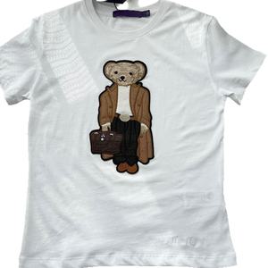 T-shirt à manches courtes pour femme en pur coton, collection Printemps/Été 2026, motif ours <span class=keywords><strong>RL</strong></span>, broderie appliquée robuste, style dessin animé, col ras du cou - Product Image 5