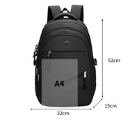 Sac à dos étudiant décontracté imperméable en tissu Oxford pour homme, léger et portable, avec doublure en polyester, sacoche pour ordinateur portable, idéal pour les voyages d'affaires