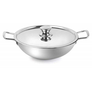 Kadai de luxe en acier inoxydable à fond induction, avec base épaisse, couvercle hermétique et construction durable, idéal pour la friture profonde - Product Image 3