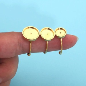 Stainless Steel Adjustable Ring Settings Gold Tone Blank Base 8/10/12mm Glass Cabochons Bezels <strong>Jewelry</strong> Making <strong>Supplies</strong> - Product Image 2