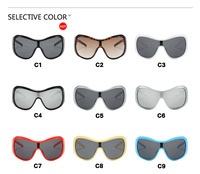 UNOC 2024 Lunettes de soleil surdimensionnées de marque de luxe Y2K Style Punk Hip Hop Big One-Piece Shades Silver Red Blue PC for Outdoor Fashion