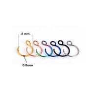 Cincin hidung stainless steel, 20G 316stainless steel bebas alergi kait ikan berlapis warna-warni tidak ada tindik bibir tulang rawan telinga perhiasan tubuh