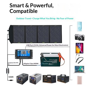แผงโซลาร์เซลล์พับได้แบบพกพา สีดำ 18V 500W สำหรับใช้งานกลางแจ้ง ชาร์จไฟฟ้าพลังงานแสงอาทิตย์โดยเฉพาะ ผลิตในจีน - Product Image 4