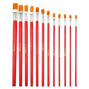Lot de pinceaux d'artiste en nylon noir à manche en bois pour aquarelle, formes et tailles variées, excellente tenue de la peinture, prix bas, vente en gros - Product Image 6