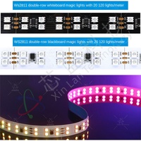 Bande lumineuse LED RGB double rangée WS2811, 120 LED ultra-denses, 5050 haute luminosité, barre LED auto-adhésive, lumière ambiante IP20