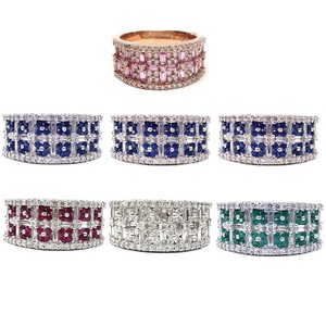 Expédition Rapide Bijoux Fins Noël Haute Qualité Or Blanc Massif 18 carats Saphir en Grappe Pierre Précieuse Hyperbole Unisexe Anniversaire Mariage - Product Image 4