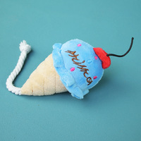 Jouets pour chiens en gros personnalisés, jouets à mâcher interactifs de luxe, durables, en peluche, en forme de crème glacée, avec corde et couineur, pour chiens
