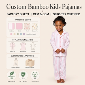 Conjunto de Pijamas de Bambu para Meninas CPC com Estampa, Manga Longa e Detalhes Contrastantes, Roupas de Natal em Bambu OEKO-TEX OEM ODM - Product Image 1