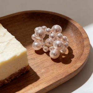 Anillo de Perlas Agrupadas para Mujer, Piedra Redonda Natural Pegada, Joyería de Moda para Boda - Product Image 4