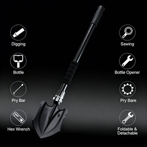 Folding Multifunctional Manganese Steel <b>Camping</b> Shovel Black Ergonomic Grip Outdoor Emergency <b>Tool</b> - Product Image 5