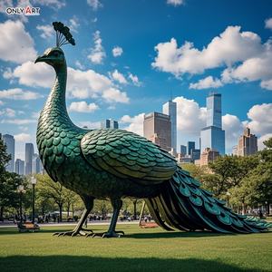 ديكور مربع لحديقة المدينة فن صب يدوي كبير تمثال طاووس معدني من البرونز تمثال تمثال طاووس نحاسي عملاق - Product Image 2