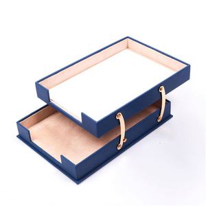 Porte-documents double en cuir, organiseur de bureau et accessoires de bureau, plateaux à dossiers, organiseur de fournitures de bureau - Product Image 1