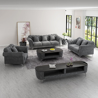 Ensemble de canapés modernes en velours avec pieds argentés, confortables, à boucles intégrales, pour l'intérieur, configuration 3+1+2