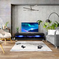 Meuble TV Vekin, meuble moderne, salon, bois, support TV moderne avec éclairage LED pour téléviseurs jusqu'à 65 pouces