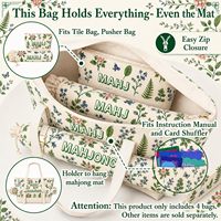 Sac de rangement pliable en polyester imperméable pour tuiles de Mahjong américain, motif floral vintage, avec poignée de transport