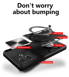 Funda de teléfono con soporte, ventana deslizante, cubierta de soporte de anillo de Metal para <span class=keywords><strong>ZTE</strong></span> <span class=keywords><strong>Blade</strong></span> V70 Max/Nubia Music 2/Z70 Ultra/Focus/Neo 3 - Product Image 2