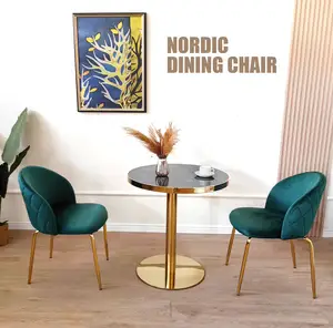 Biru Putih abu-abu hijau dalam ruangan Modern profesional restoran ruang tamu kursi restoran beludru kursi makan untuk makan