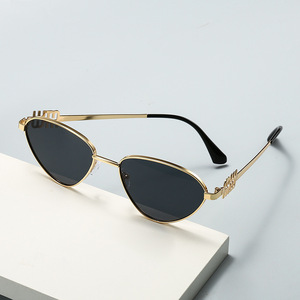 Lunettes de soleil œil de chat en métal doré pour femmes, Protection UV400, type 3, verres marron, Design à la mode, YC68007 - Product Image 3