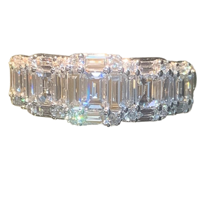 Anillo de compromiso clásico con diamante natural de color D y corte esmeralda para mujer F1389, oro blanco de 14 quilates - Product Image 1