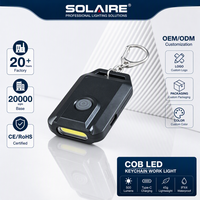 Lampe de poche porte-clés OEM COB USB-C rechargeable solaire en ABS, mini lampe de travail portable, lampe de secours EDC, avec logo personnalisé