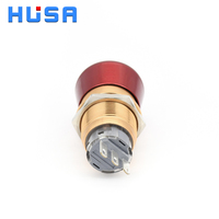 Tombol Tekan Darurat HUSA 19mm Kepala Datar Logam 3A 1NO1NC IP65 Tahan Air Sistem Latching untuk Kontrol Mesin Industri