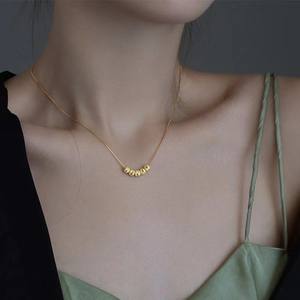 Mode riche et chanceux perles en or 18 carats ne perdez <span class=keywords><strong>pas</strong></span> de couleur titane acier pendentif collier chaîne de clavicule pour femme - Product Image 3