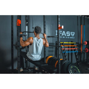 Sistema de gimnasio en casa DB de 1000 libras de capacidad, jaula de potencia multifuncional, estante de sentadillas ajustable, estante de pesas integral para Fitness - Product Image 6