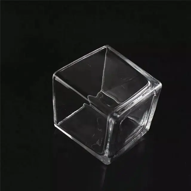 New Fashion Straight Bottom China Factory Clear Square Glass Candle Jar