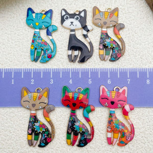 Colgante de Aleación con Forma de Gato, Color Mixto, 30x18mm, para Niños, para Fiestas, para Collar, Pulsera, Pendientes, Llavero, Funda de Teléfono Móvil - Product Image 6
