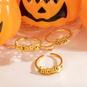 Fashion <b>Rings</b> Letter Shape 18K Gold Color Women's Halloween Jewelry U Shape <b>Plain</b> Design JZ21137 - Product Image 3