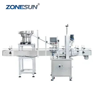 Zonesun tampa de garrafa de óleo essencial automática, para apertar parafuso, tampa, máquina de tampa de vidro com tampa, alimentador para vidro