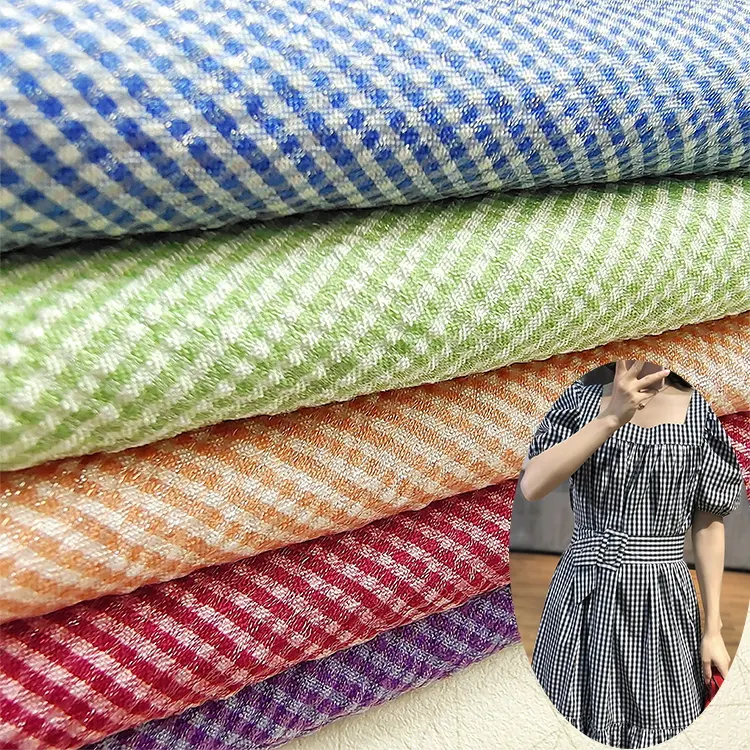 High quality bright silk TC blend fabric Woven yarn dyed polyester cotton blended plaid fashion headband fabric