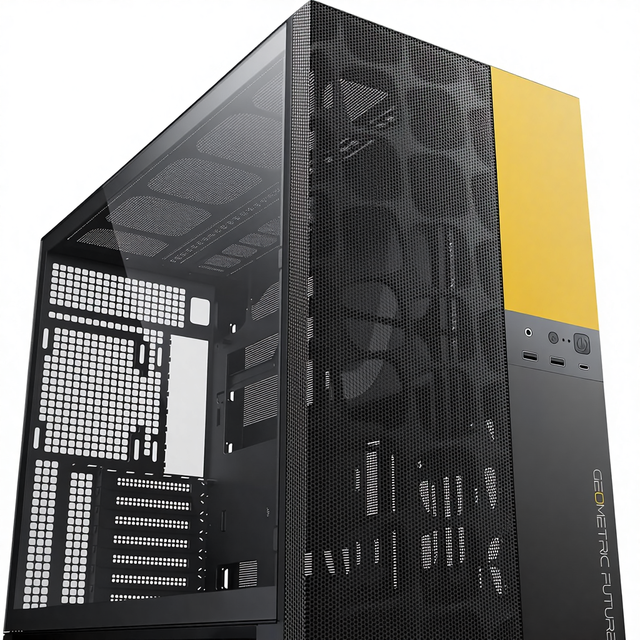 Geometric Future M5 Vent Mesh Front Panel Acrylic Mid Tower ATX Gaming Case High Airflow 1.2mm Steel Type C Audio Ports Extended