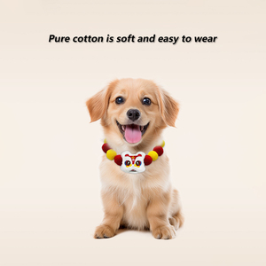 Shengchaoyi Nouvel An – Écharpe personnalisable pour animaux de compagnie (chats et chiens), collier extensible en coton uni pour l'été avec ornement boule de poils – Vente en gros - Product Image 6