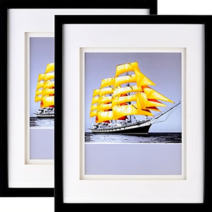 11x14 5-Piece Plastic Photo <strong>Frame</strong> Set Shatterproof HD Glass Panel Double Floating Mat Wall Hanging Picture <strong>Frame</strong> for Home - Product Image 1