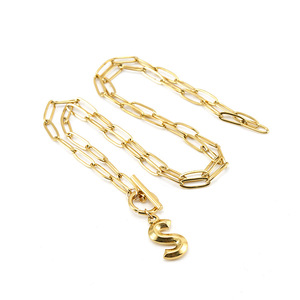 26 Collares con Iniciales en Inglés a la Moda para Mujeres y Hombres, Cadena con Cierre OT de Oro de 18K, Colgante con Letra del Alfabeto, Joyería de Acero Inoxidable - Product Image 2