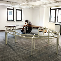 Table de réunion personnalisée de forme ronde, ovale, en L ou courbée, avec structure en acier, vente en gros, solution de bureau complète, fabricant