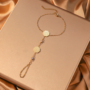 Chaîne de main octogonale avec calligraphie <span class=keywords><strong>arabe</strong></span>, bracelet et bague, en acier inoxydable 316L, chaîne esclave, harnais de main bohème, bijoux en gros - Product Image 2