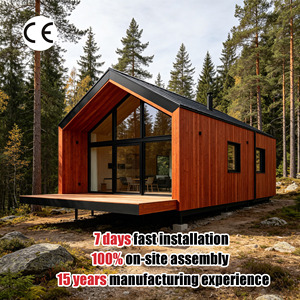 Cabaña Moderna de Construcción Rápida para Vivir y Glamping, Certificada por la CE, Estilo <span class=keywords><strong>Casa</strong></span> de Playa Roja - Product Image 1