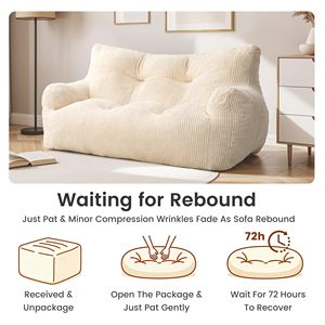 Sillón Puff Cómodo y Esponjoso de 2 Plazas, Sofá Holandés Ultra Suave de Pana, Sofá Cama para Adultos, Ideal para Sala de Estar o Dormitorio - Product Image 4