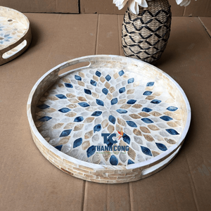 Grand plateau de service en nacre fait à la main, Rectangle serpillière à incrustation florale pour Ramadan EID Mubarak vacances - Product Image 5