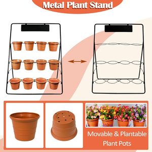 Estante de metal de 3 niveles para plantas, soporte para múltiples <span class=keywords><strong>macetas</strong></span>, estantería tipo <span class=keywords><strong>escalera</strong></span> para exhibir plantas con 12 <span class=keywords><strong>macetas</strong></span> para interiores y exteriores - Product Image 2