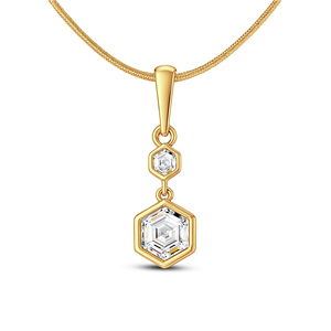 Collar con Colgante Hexagonal de Oro con Diamantes Creados en Laboratorio de Primera Calidad, con Piedras de Corte Hexagonal Doble, Inspirado en el Art Deco Moderno - Product Image 2