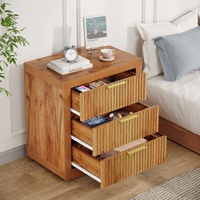 Chevets Tribesigns de style farmhouse, chevet en bois avec 3 tiroirs, armoire de rangement, table d'appoint, chevets rustiques