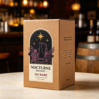 Boîte Cadeau Personnalisée de Luxe en Papier Doré pour Brandy Nocturne XO, Production en 72H, Boîte d'Emballage Imperméable en Carton Ondulé pour Bouteille de Spiritueux et de Vin