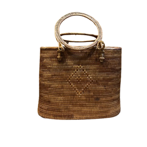 กระเป๋าหวายสานด้วยมือจาก Lombok ของแท้, กระเป๋าผ้าบาติกแบบผูกเชือกด้วยงานฝีมือเครื่องจักสานจากชาวอินโดนีเซีย - Product Image 6