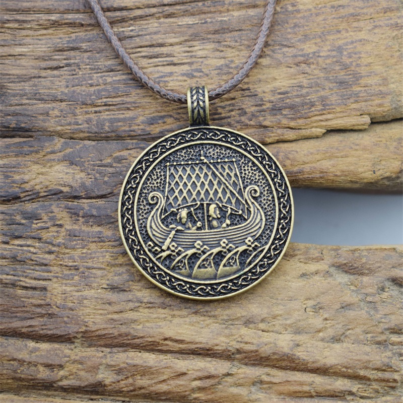 Viking Battlefiled Boat Pirate War Ship Pendant Necklace Vintage