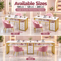 Table de manucure pour salon de beauté avec plateau style marbre et rangement pour les acheteurs en gros