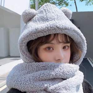 Ensemble chapeau, écharpe et gants en peluche, 3 pièces, kaki, protection du cou chaude pour l'hiver, pour adolescents et jeunes - Product Image 4